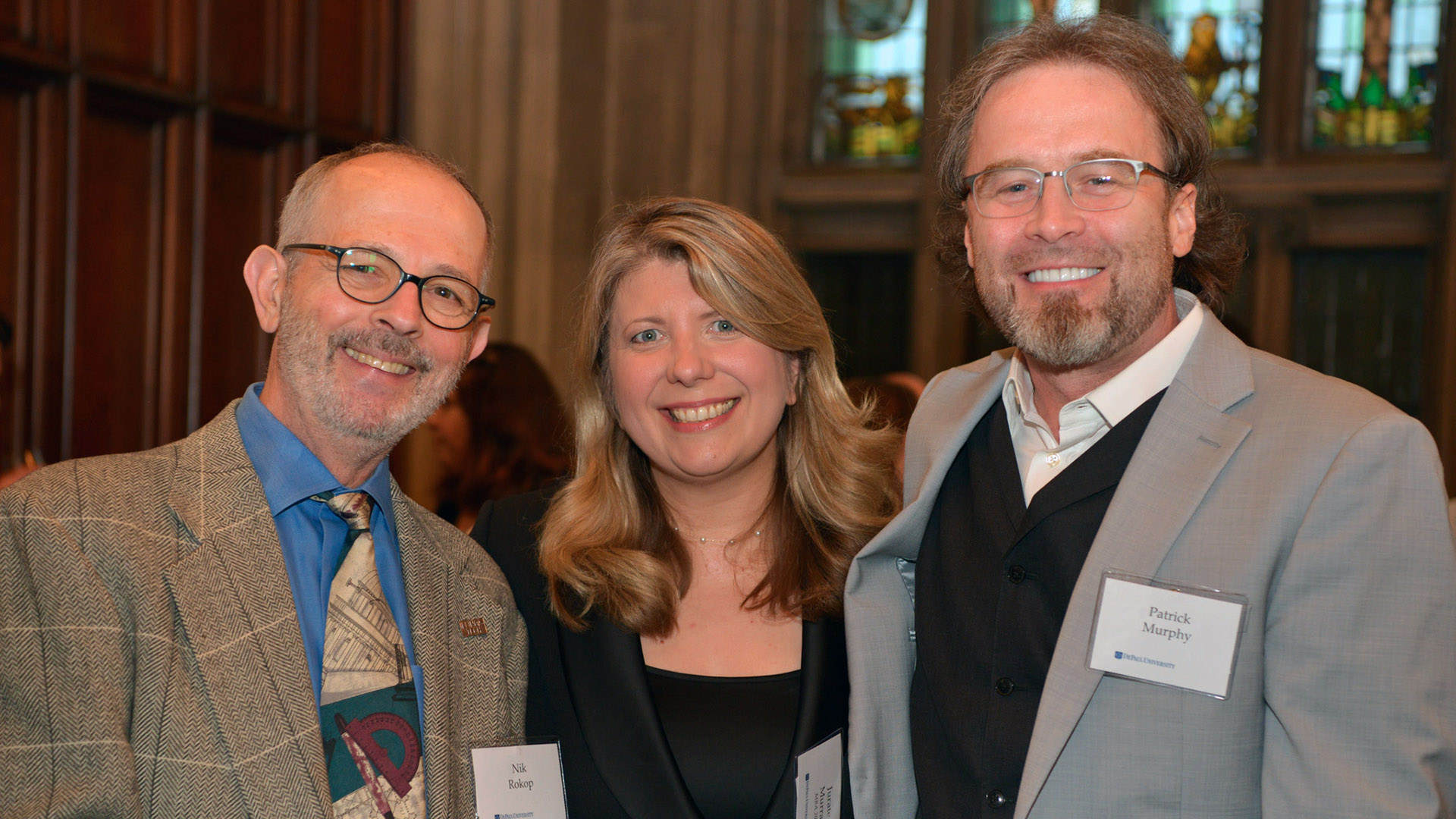 From left to right: Nik Rokop, Coleman Foundation Clinical Associate Professor of Entrepreneurship at IIT; Associate Director of the Kellstadt Marketing Center Jurate Murray; and Patrick Murphy, Goodrich Endowed Chair for Innovation and Entrepreneurship at the University of Alabama and former Driehaus faculty member in entrepreneurship.